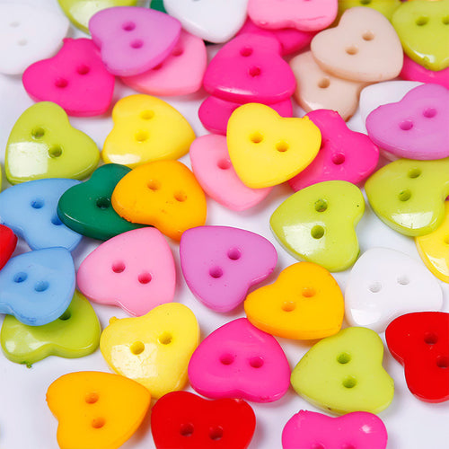 100pcs 11mm Heart Mixed Colors Resin Buttons Fit Sewing or Scrapbooking 67208