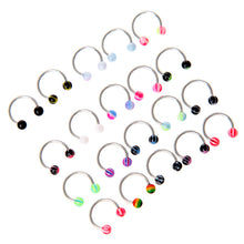 20pcscolorful Stainless Steel Ball Barbell Curved Nose Studs Rings Bars Piercing