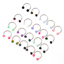 20pcscolorful Stainless Steel Ball Barbell Curved Nose Studs Rings Bars Piercing