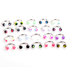 20pcscolorful Stainless Steel Ball Barbell Curved Nose Studs Rings Bars Piercing
