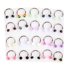 20pcscolorful Stainless Steel Ball Barbell Curved Nose Studs Rings Bars Piercing