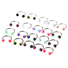 20pcscolorful Stainless Steel Ball Barbell Curved Nose Studs Rings Bars Piercing