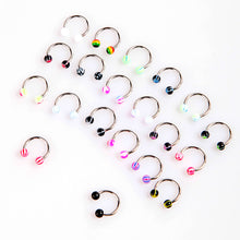 20pcscolorful Stainless Steel Ball Barbell Curved Nose Studs Rings Bars Piercing