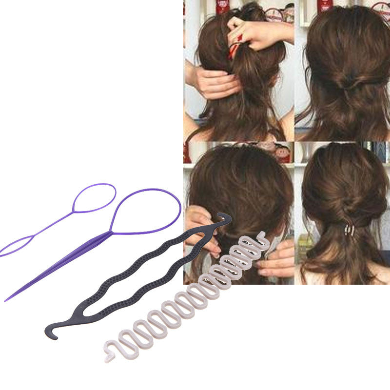 3 Kinds Magic Hair Styling Accessories Set Hair Pin Hair Bun Maker
