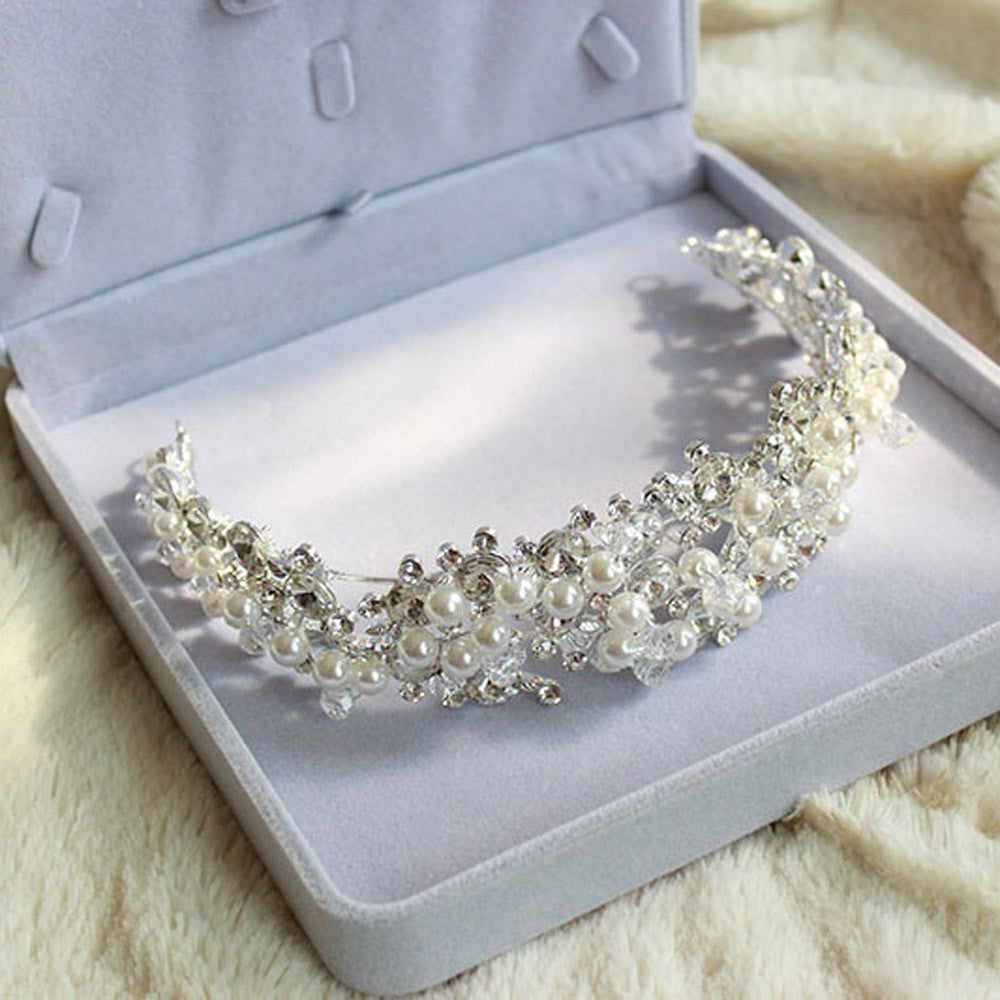 Hair Tiara Princess Rhinestone Crystal Bridal Crown Hairband Chain Tiara Vine Decoration Jewelry for Wedding Party