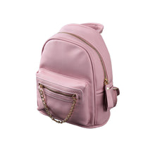 PU Leather Backpack Women Backbag Chain Zipper Pocket Large Capacity Casual Bag Light Grey/Black/Pink