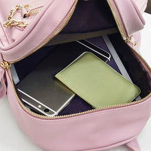 PU Leather Backpack Women Backbag Chain Zipper Pocket Large Capacity Casual Bag Light Grey/Black/Pink