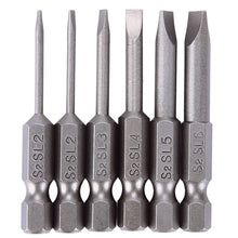 6pcs 50mm 2.0-6.0mm S2 alloy steel Flat Head Slotted Tip Magnetic Slotted Screwdrivers Bits 95255
