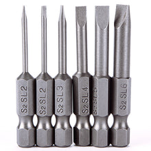6pcs 50mm 2.0-6.0mm S2 alloy steel Flat Head Slotted Tip Magnetic Slotted Screwdrivers Bits 95255