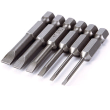 6pcs 50mm 2.0-6.0mm S2 alloy steel Flat Head Slotted Tip Magnetic Slotted Screwdrivers Bits 95255