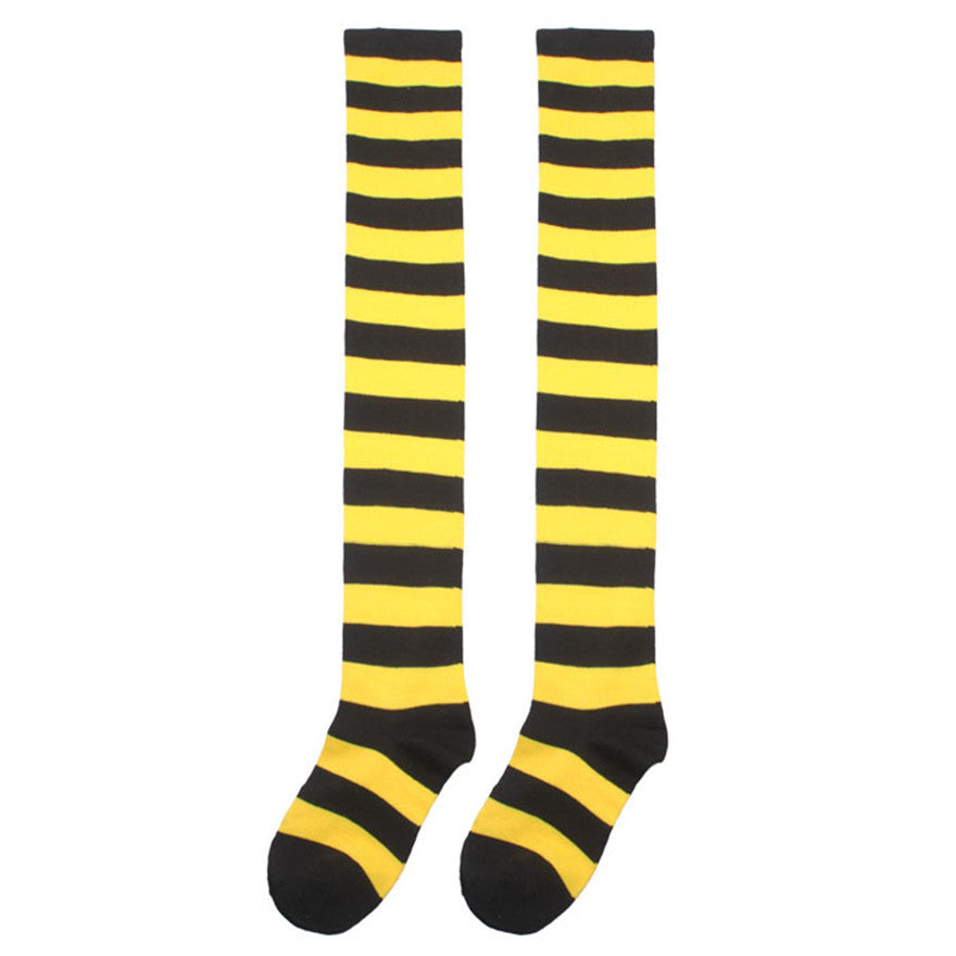 Women Girls Cute Striped Thigh High Stocking Over Knee Ladies Fashion Casual Halloween Cosplay Stockings