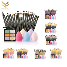 6-Color Concealer Contour Palette+20 Makeup Brush + Water Puff Puff Powder Puff Cosmetic Tools maquiagem-