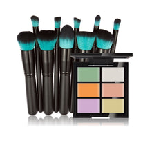 6-Color Concealer Primer +10 Black Handle With a Blue Head Makeup Brush Cosmetic Tools maquiagem-