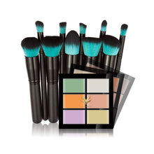 6-Color Concealer Primer +10 Black Handle With a Blue Head Makeup Brush Cosmetic Tools maquiagem-