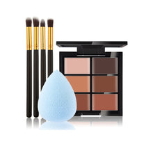 6-Color Concealer Primer +4 Black Gold Makeup Brush + Water Droplets Puff Cosmetic Tools maquiagem-