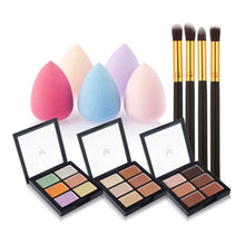 6-Color Concealer Primer +4 Black Gold Makeup Brush + Water Droplets Puff Cosmetic Tools maquiagem-