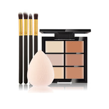 6-Color Concealer Primer +4 Black Gold Makeup Brush + Water Droplets Puff Cosmetic Tools maquiagem-
