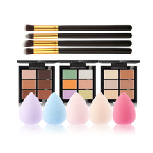 6-Color Concealer Primer +4 Black Gold Makeup Brush + Water Droplets Puff Cosmetic Tools maquiagem-