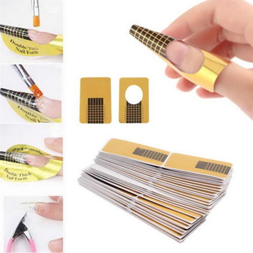 100pc Nail Art Tips Extension Forms Guide French DIY Tool Acrylic UV Gel