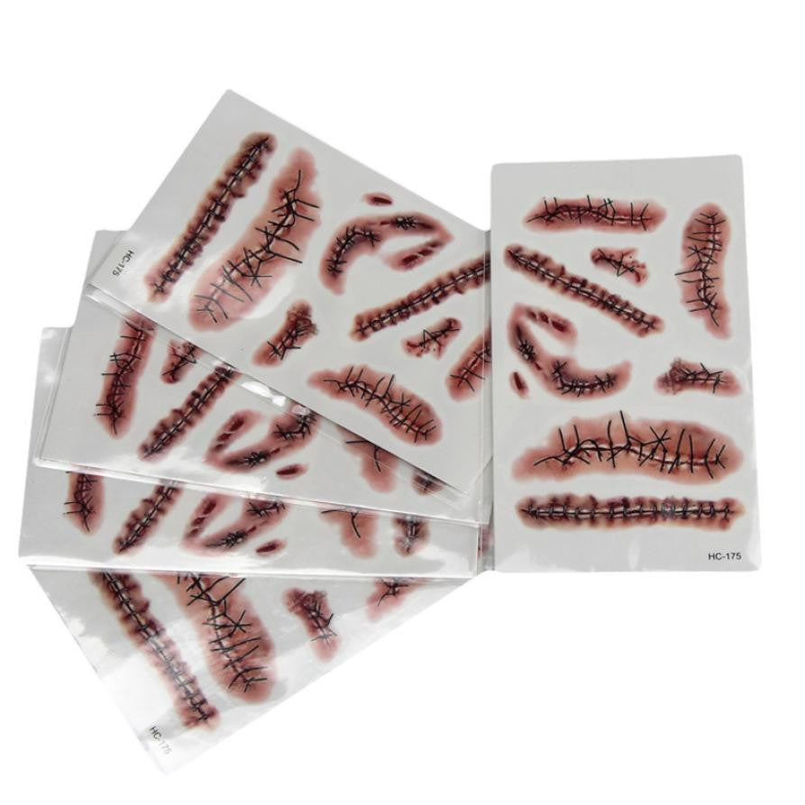 Halloween Zombie Scars Decoration Costume Makeup Waterproof Tattoo Stickers Fast Shipping & s