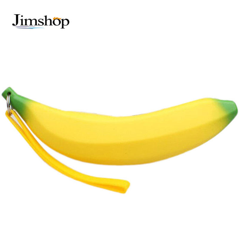 Novelty Ssilicone Portable Banana Coin Pencil Case Purse Bag Wallet Pouch Keyring Fast Shipping