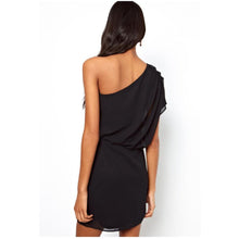 Women Sexy Oblique Strapless Pleated Chiffon Dress Ladies Casual Dress