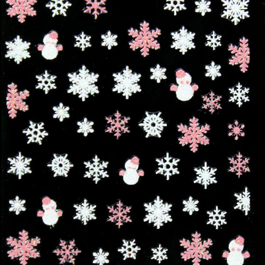Xmas 3D Nail Art Stickers Decals Decorations Snowflake Bows Snowman Design DIY Decoration Xmas Gift