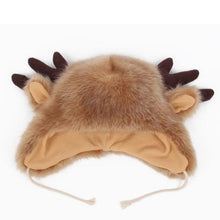 Women Ladies Fur Russian Pillbox Hat Women's Warm Hat Elk Horn
