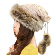Women Fur Cap Warm Hats Girl Knitting Caps Ladies Beanie Wool Hat Fast Shipping