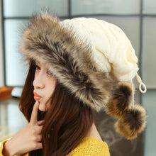 Women Fur Cap Warm Hats Girl Knitting Caps Ladies Beanie Wool Hat Fast Shipping