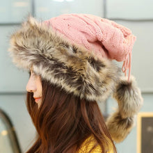 Women Fur Cap Warm Hats Girl Knitting Caps Ladies Beanie Wool Hat Fast Shipping