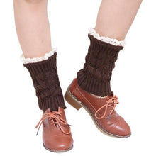 Women's Warm Soft Lace Boot Socks Knitted Leg Cuffs Laced Boot Socks Leg Warmers