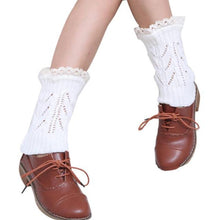 Women's Warm Soft Lace Boot Socks Knitted Leg Cuffs Laced Boot Socks Leg Warmers