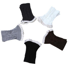 Women's Warm Soft Lace Boot Socks Knitted Leg Cuffs Laced Boot Socks Leg Warmers