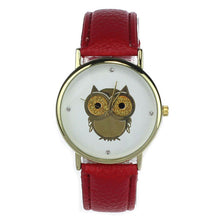 6 COLORS Women's Fashion Women Girl Gold Owl Pattern WristWatch Leather Quartz Watch Wrist Watches relojes mujer