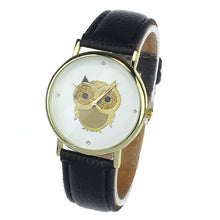 6 COLORS Women's Fashion Women Girl Gold Owl Pattern WristWatch Leather Quartz Watch Wrist Watches relojes mujer