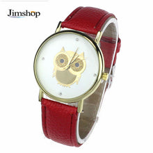 6 COLORS Women's Fashion Women Girl Gold Owl Pattern WristWatch Leather Quartz Watch Wrist Watches relojes mujer