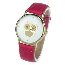 6 COLORS Women's Fashion Women Girl Gold Owl Pattern WristWatch Leather Quartz Watch Wrist Watches relojes mujer