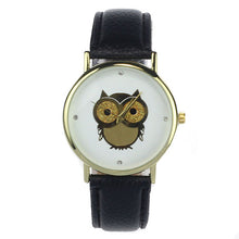 6 COLORS Women's Fashion Women Girl Gold Owl Pattern WristWatch Leather Quartz Watch Wrist Watches relojes mujer