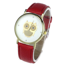 6 COLORS Women's Fashion Women Girl Gold Owl Pattern WristWatch Leather Quartz Watch Wrist Watches relojes mujer