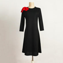 Fashion Women Vintage Bow O Neck Half Sleeve Dress Party Evening Mini Dress Plus Size