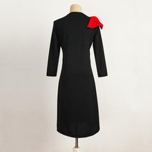 Fashion Women Vintage Bow O Neck Half Sleeve Dress Party Evening Mini Dress Plus Size