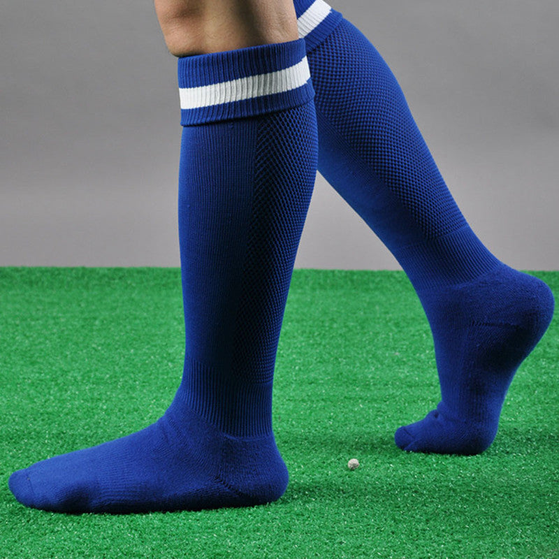 Men Striped Long Socks lacrosse Knee High Socks solid color thick