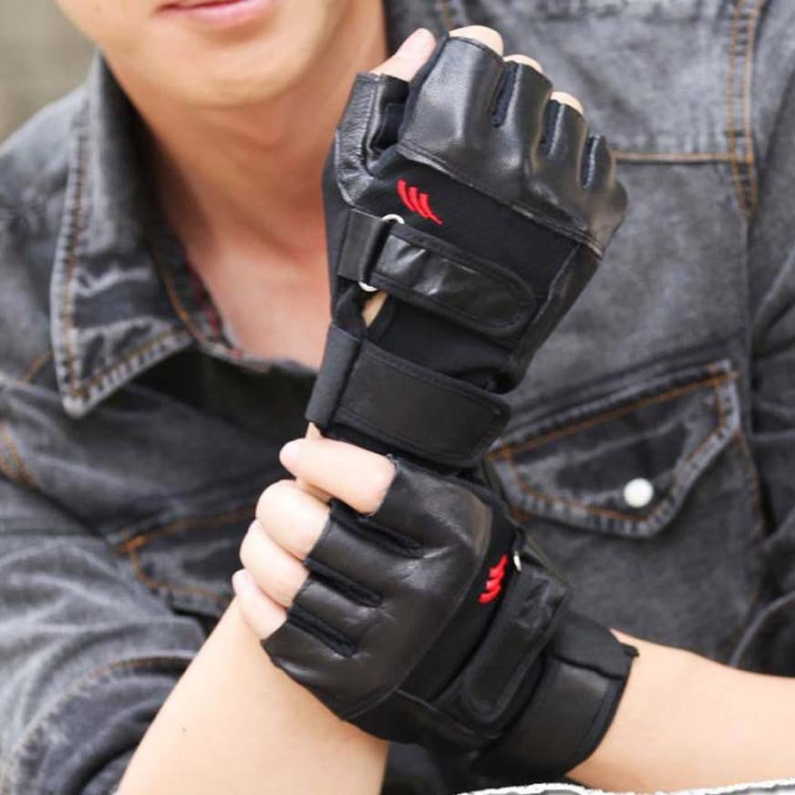 Men Tactical Gloves Men's Outdoor Sport Bicycle Fitness Gloves MittsHalf Finger Leather Gloves Mittens