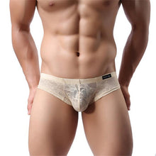 Men Underwear Lace T-back Sexy Translucent Triangle Briefs Breathable Underpants