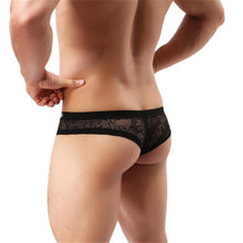 Men Underwear Lace T-back Sexy Translucent Triangle Briefs Breathable Underpants