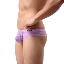 Men Underwear Lace T-back Sexy Translucent Triangle Briefs Breathable Underpants
