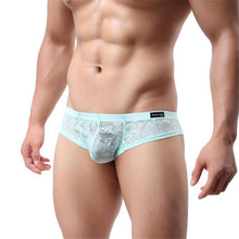 Men Underwear Lace T-back Sexy Translucent Triangle Briefs Breathable Underpants