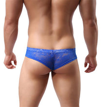 Men Underwear Lace T-back Sexy Translucent Triangle Briefs Breathable Underpants