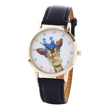 Women Deer Pattern Fashion PU Leather Band Analog Quartz Vogue Wrist Watches Watch